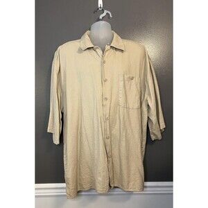 Trust Shirt Mens 5XL Beige Linen Blend Button Front Pocket Casual Lightweight